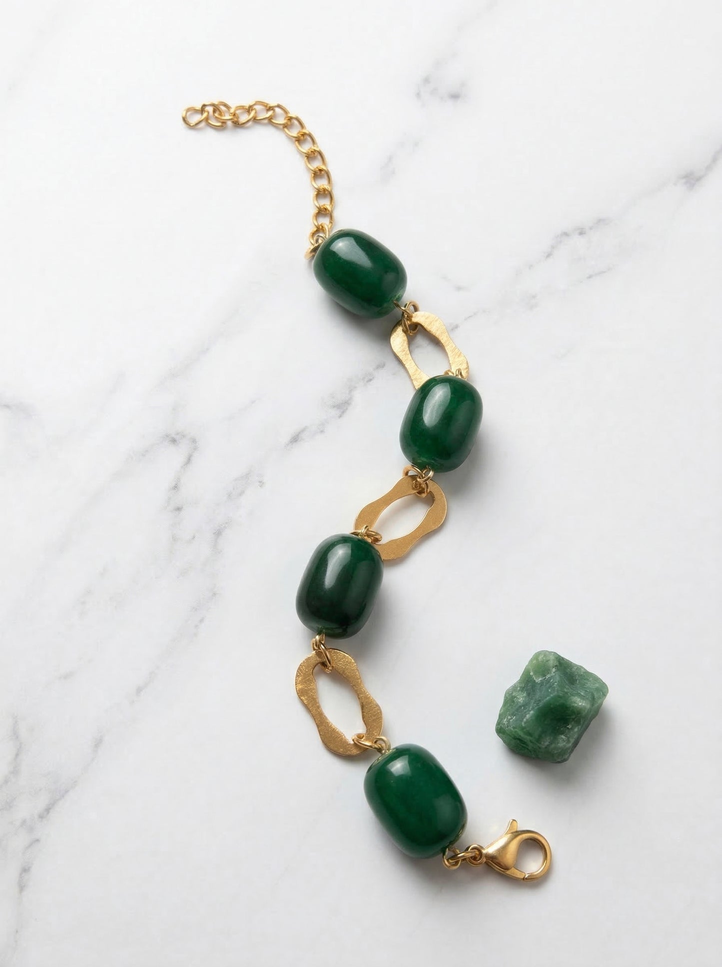 Emerald Stone Link Charm Bracelet