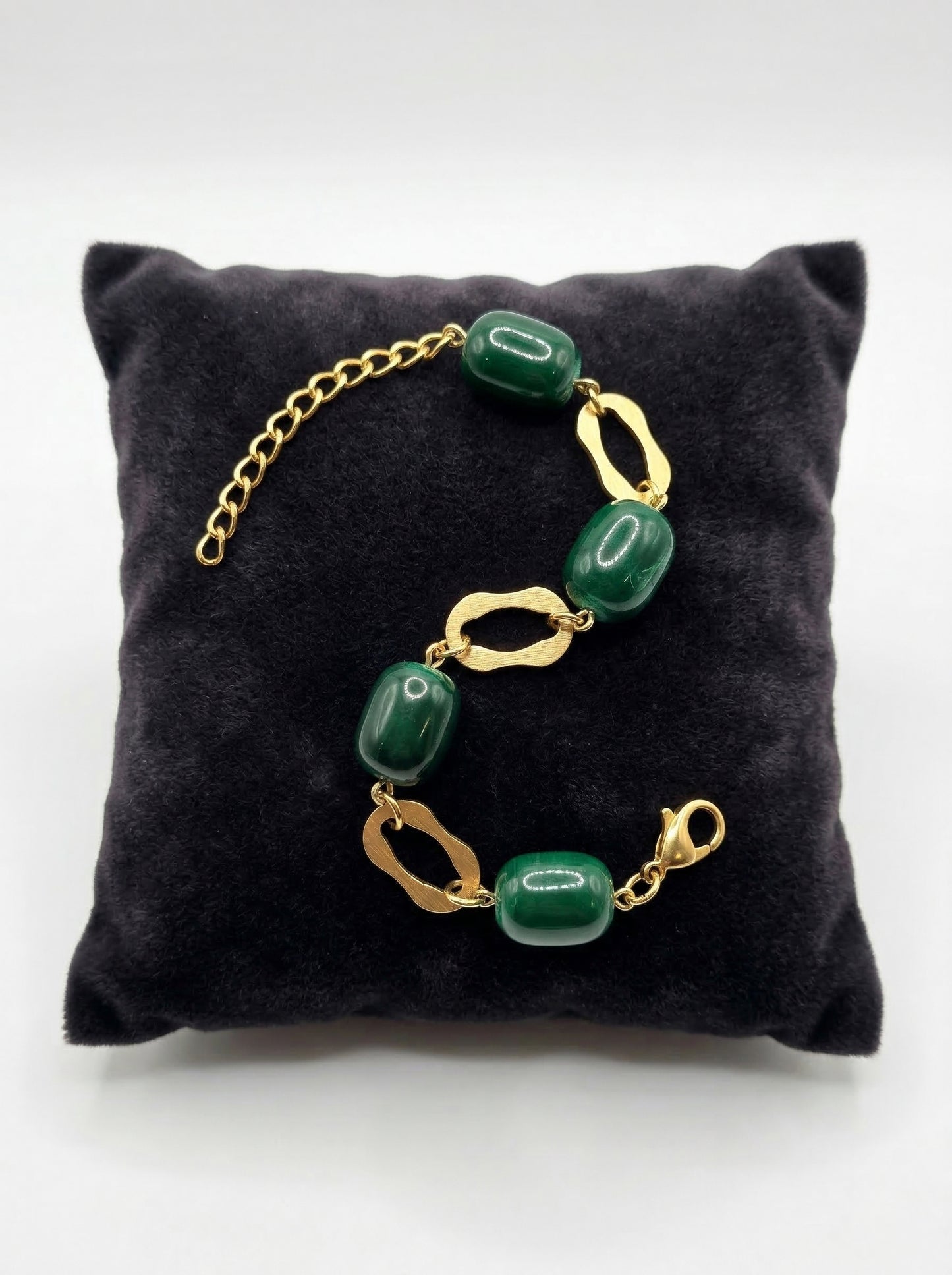 Emerald Stone Link Charm Bracelet