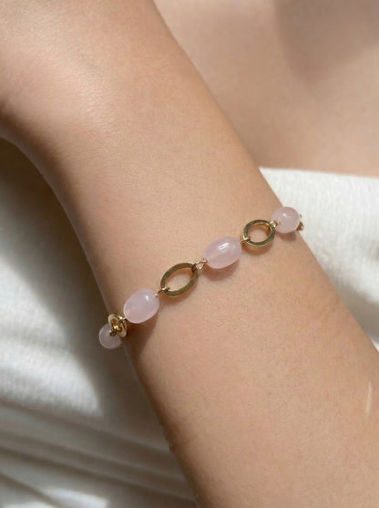 Blush Pink Stone Link Charm Bracelet