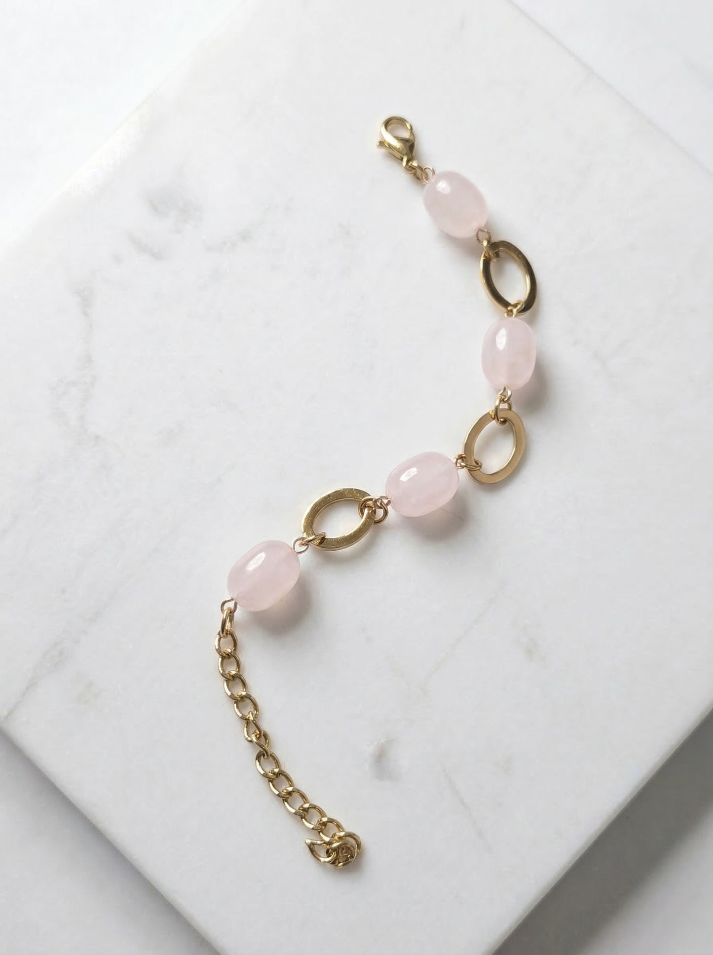 Blush Pink Stone Link Charm Bracelet
