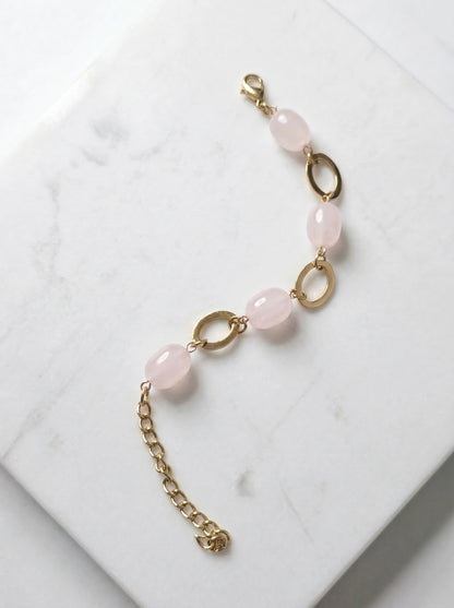 Blush Pink Stone Link Charm Bracelet
