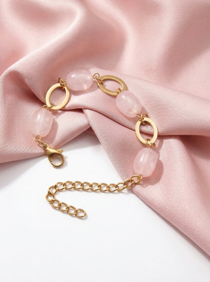 Blush Pink Stone Link Charm Bracelet