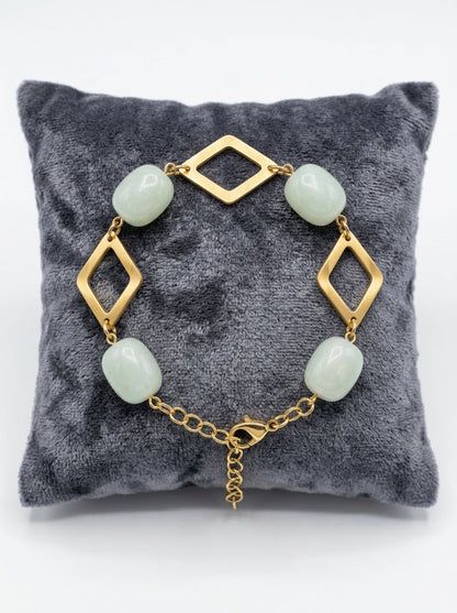 Mint Stone Geometric Link Charm Bracelet