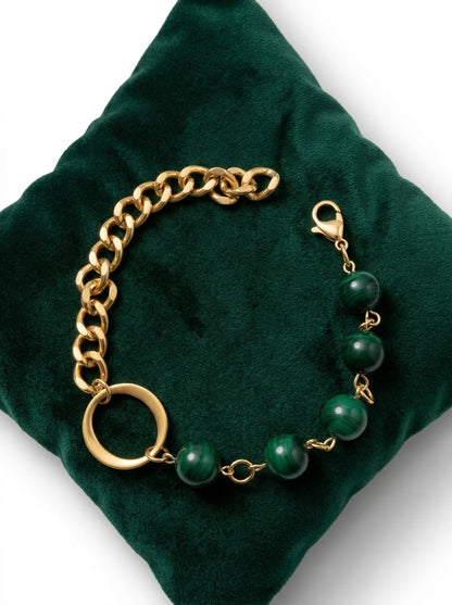 Emerald Bead Luxe Chain Charm Bracelet