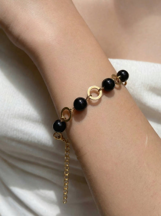 Midnight Onyx Charm Link Bracelet