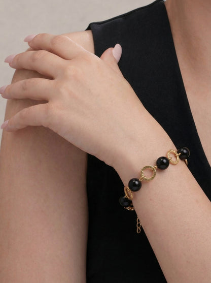 Midnight Onyx Charm Link Bracelet