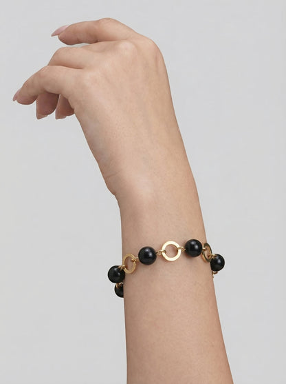 Midnight Onyx Charm Link Bracelet