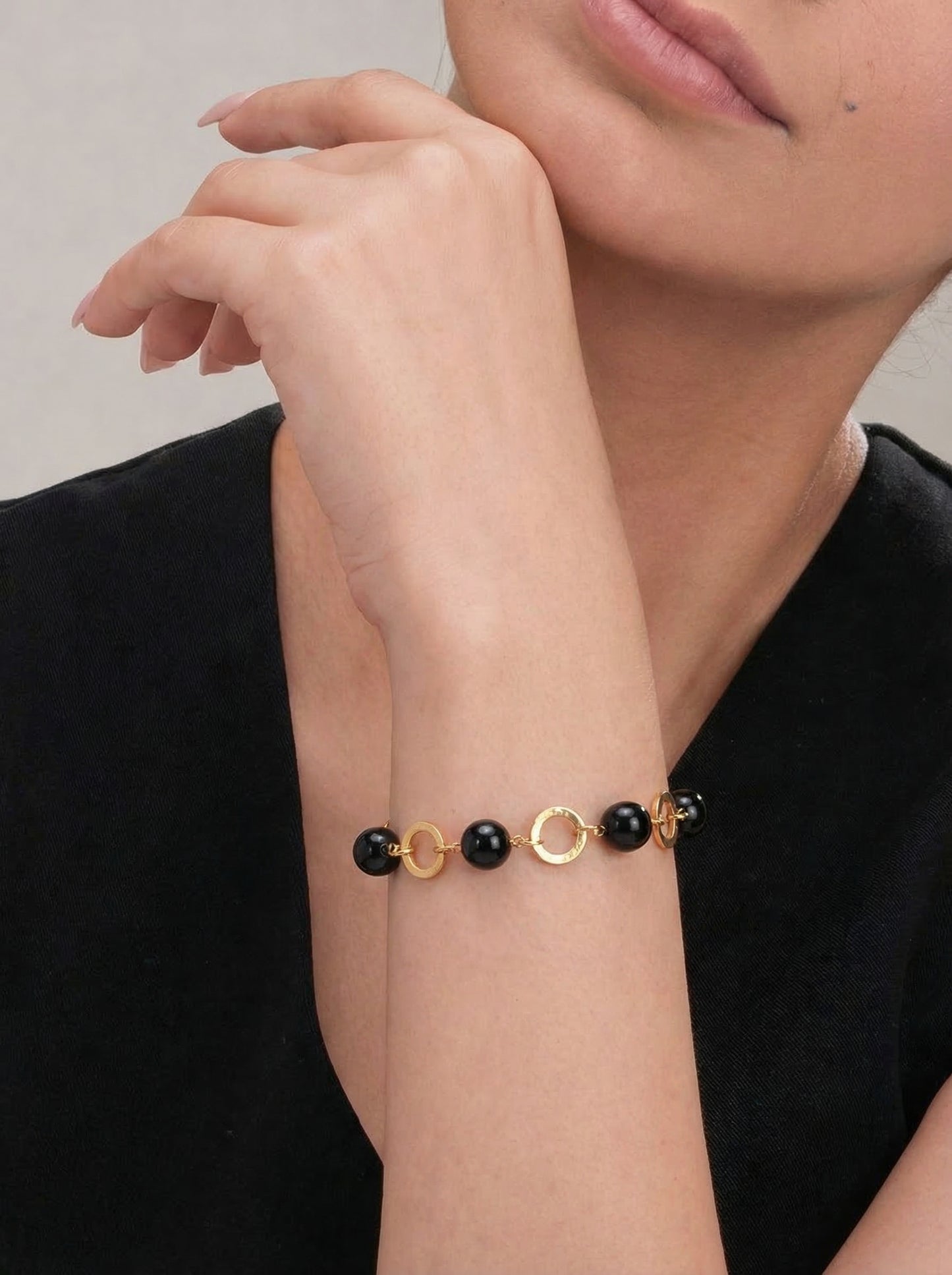 Midnight Onyx Charm Link Bracelet
