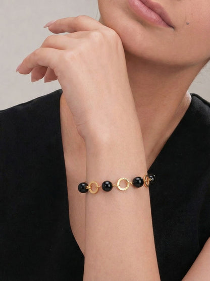 Midnight Onyx Charm Link Bracelet