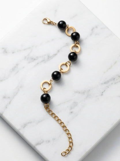 Midnight Onyx Charm Link Bracelet