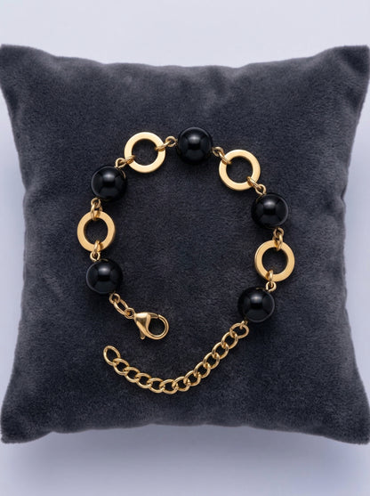 Midnight Onyx Charm Link Bracelet