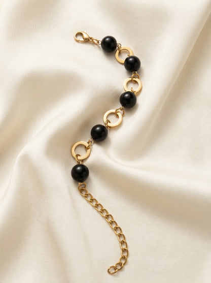 Midnight Onyx Charm Link Bracelet