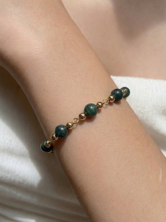 Emerald Bead Gold Accent Bracelet
