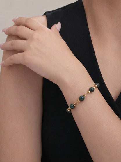 Emerald Bead Gold Accent Bracelet