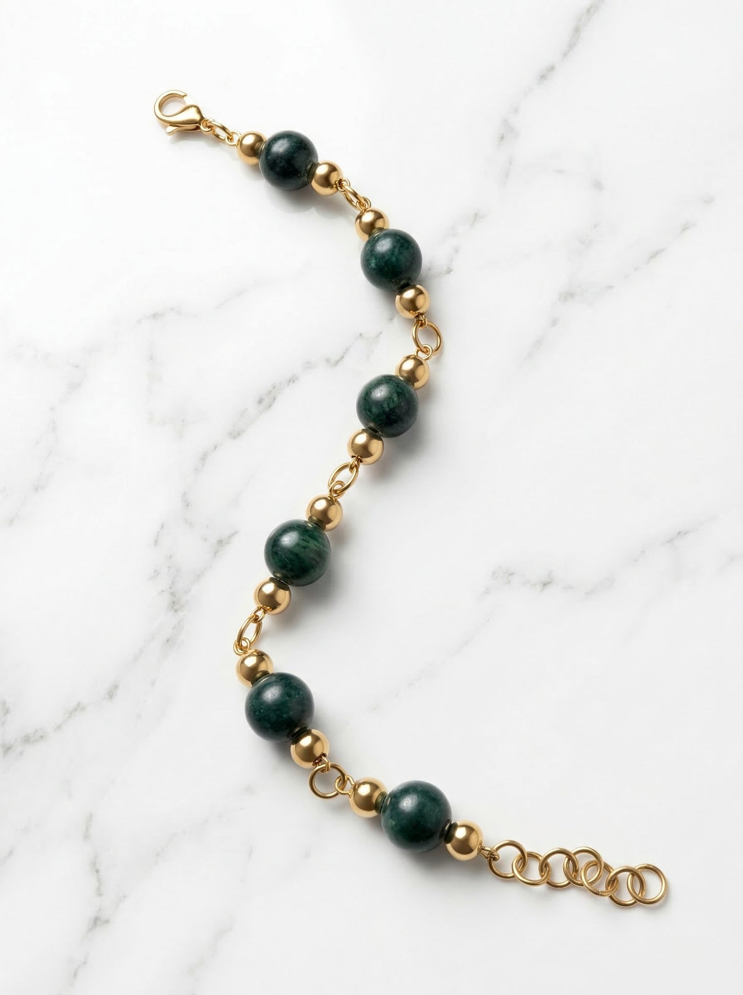 Emerald Bead Gold Accent Bracelet