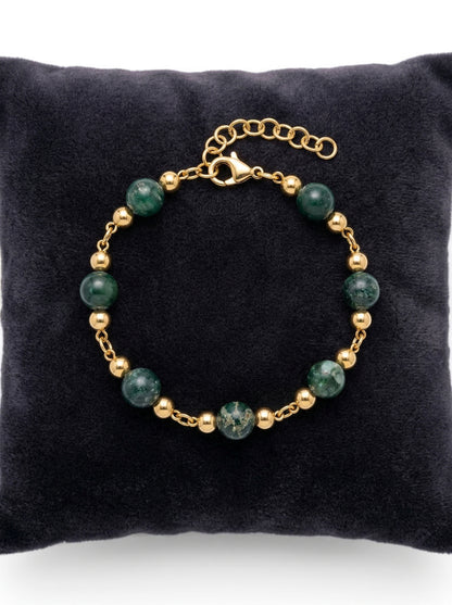 Emerald Bead Gold Accent Bracelet