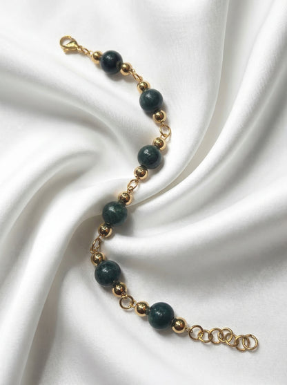 Emerald Bead Gold Accent Bracelet