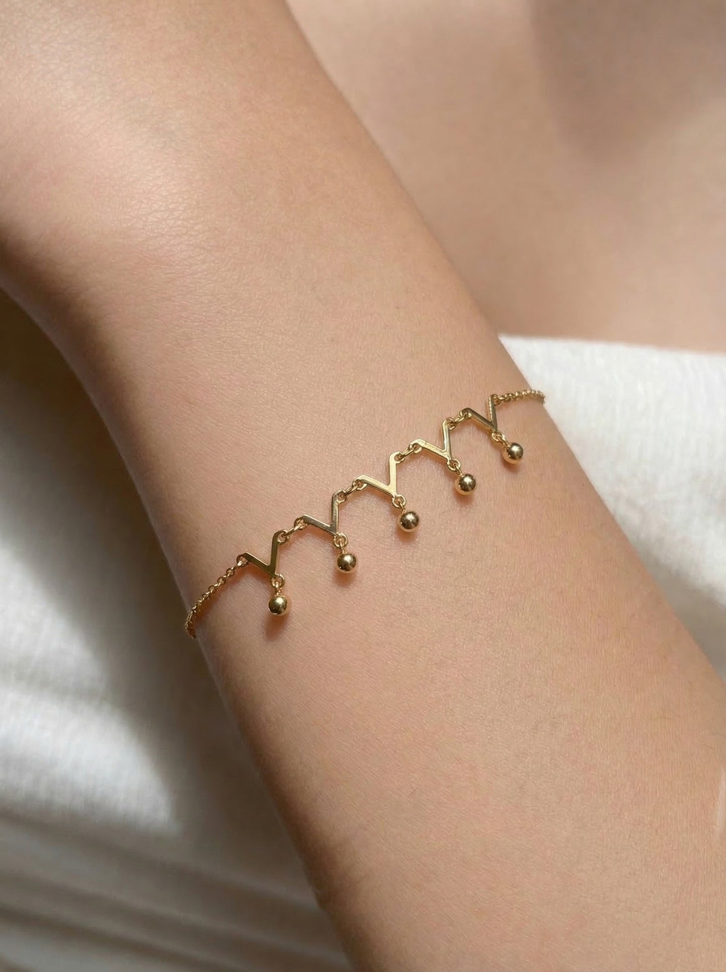 Golden Zigzag Charm Dangle Bracelet