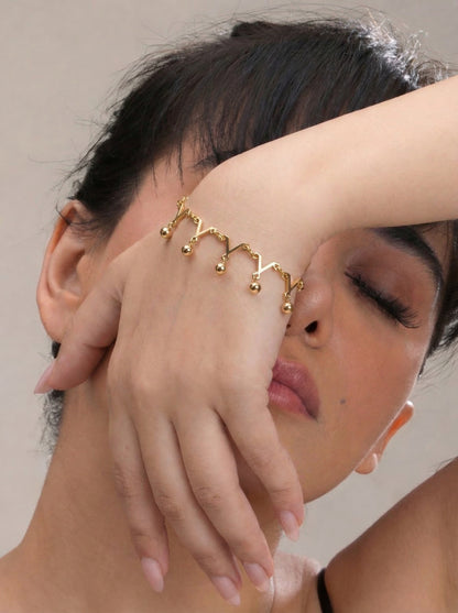 Golden Zigzag Charm Dangle Bracelet