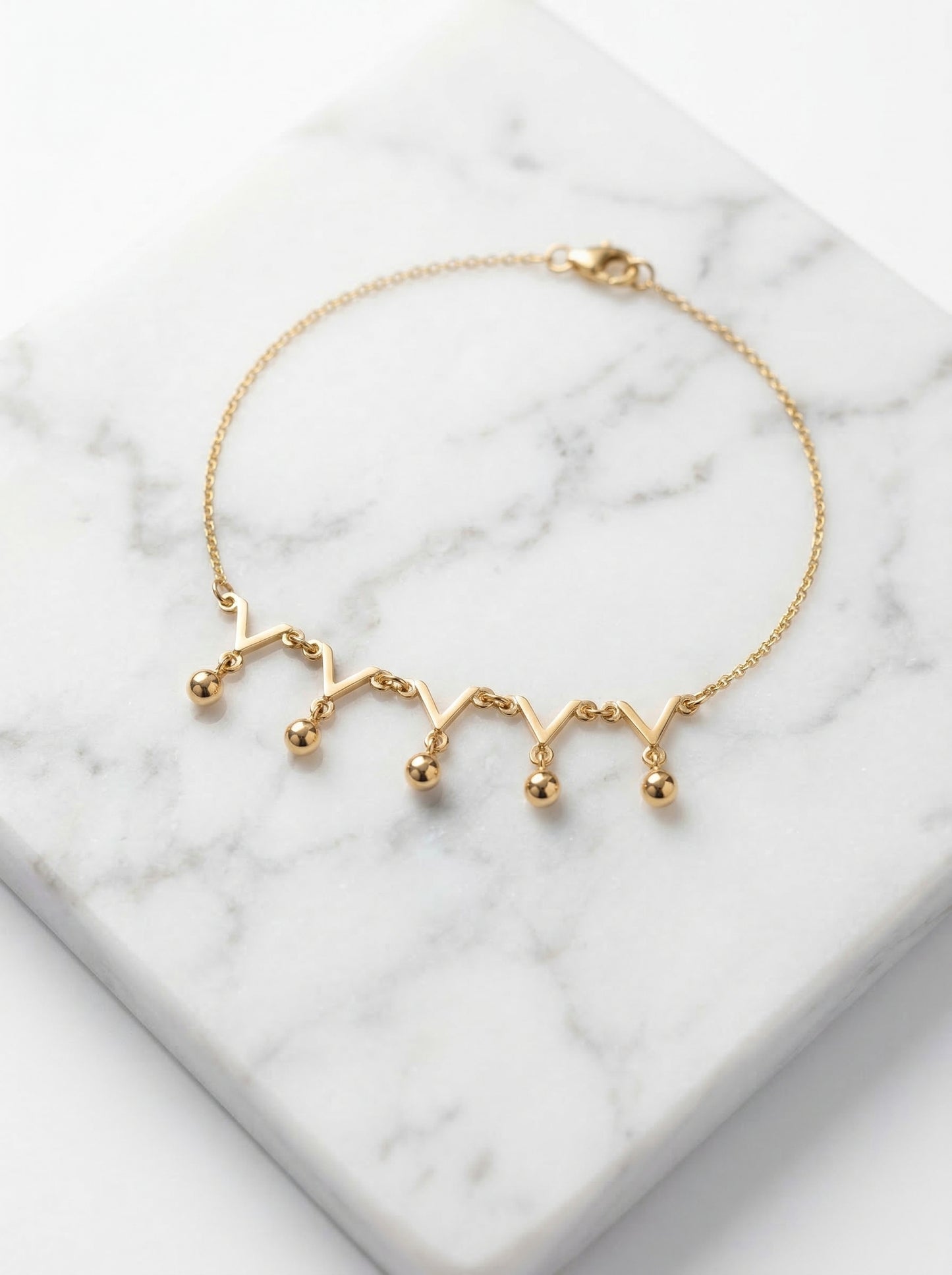 Golden Zigzag Charm Dangle Bracelet