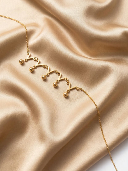 Golden Zigzag Charm Dangle Bracelet