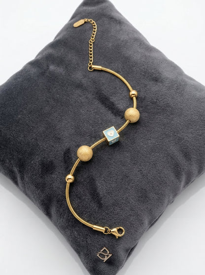 Evil Eye Cube Charm Adjustable Bracelet