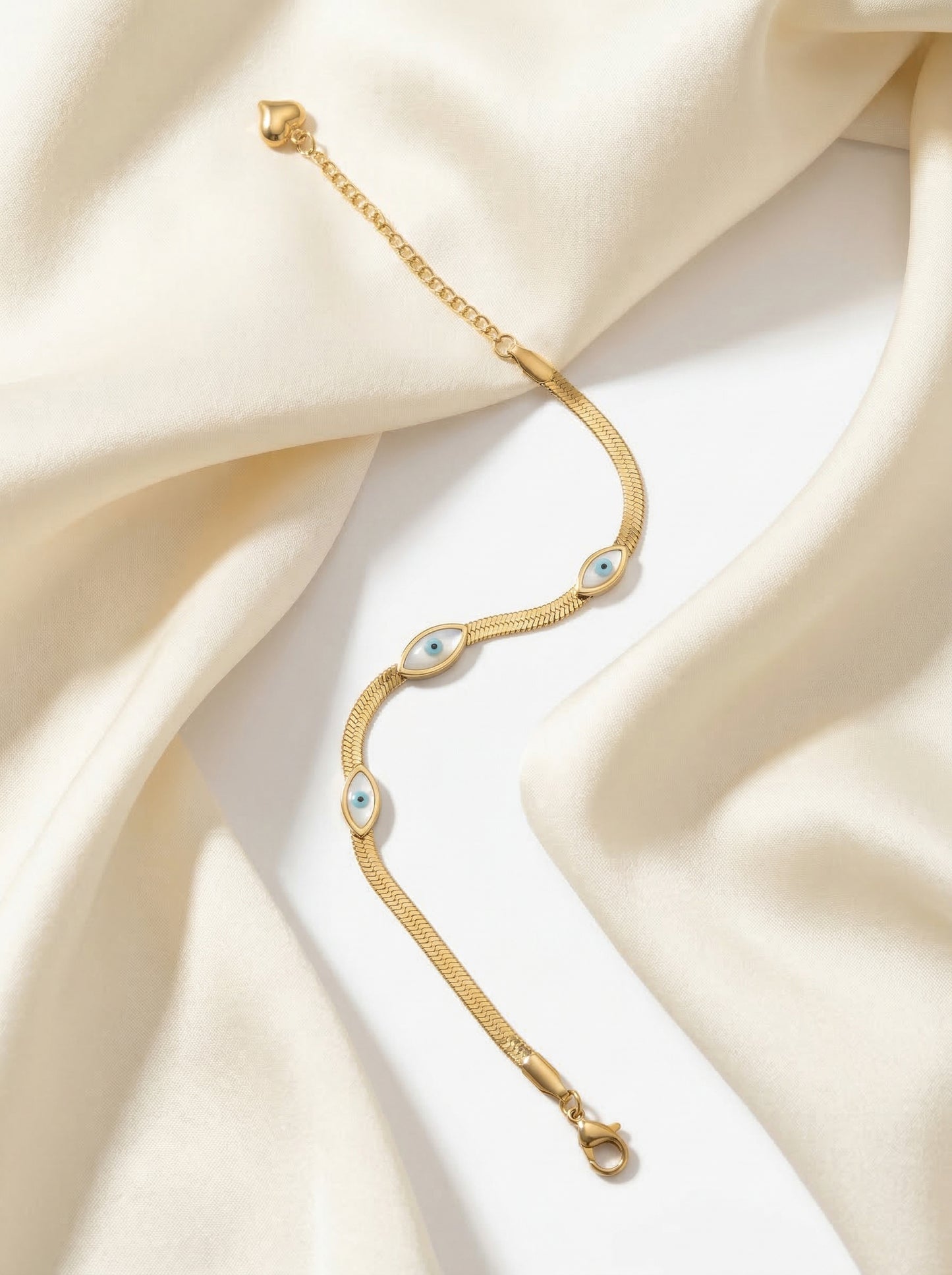 Triple Evil Eye Snake Chain Bracelet