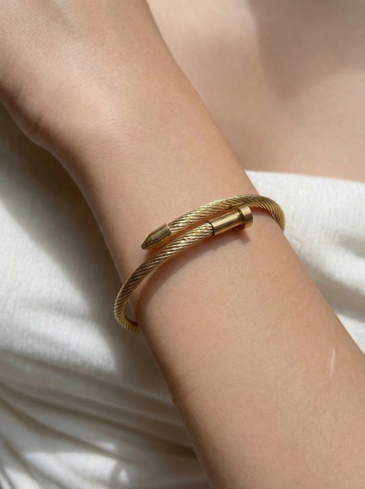 Golden Twisted Cable Nail Kada