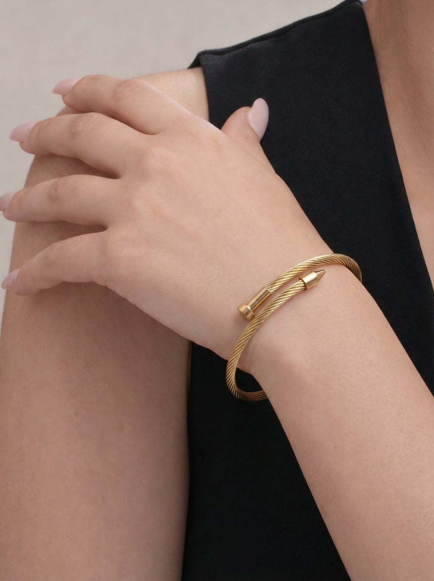 Golden Twisted Cable Nail Kada