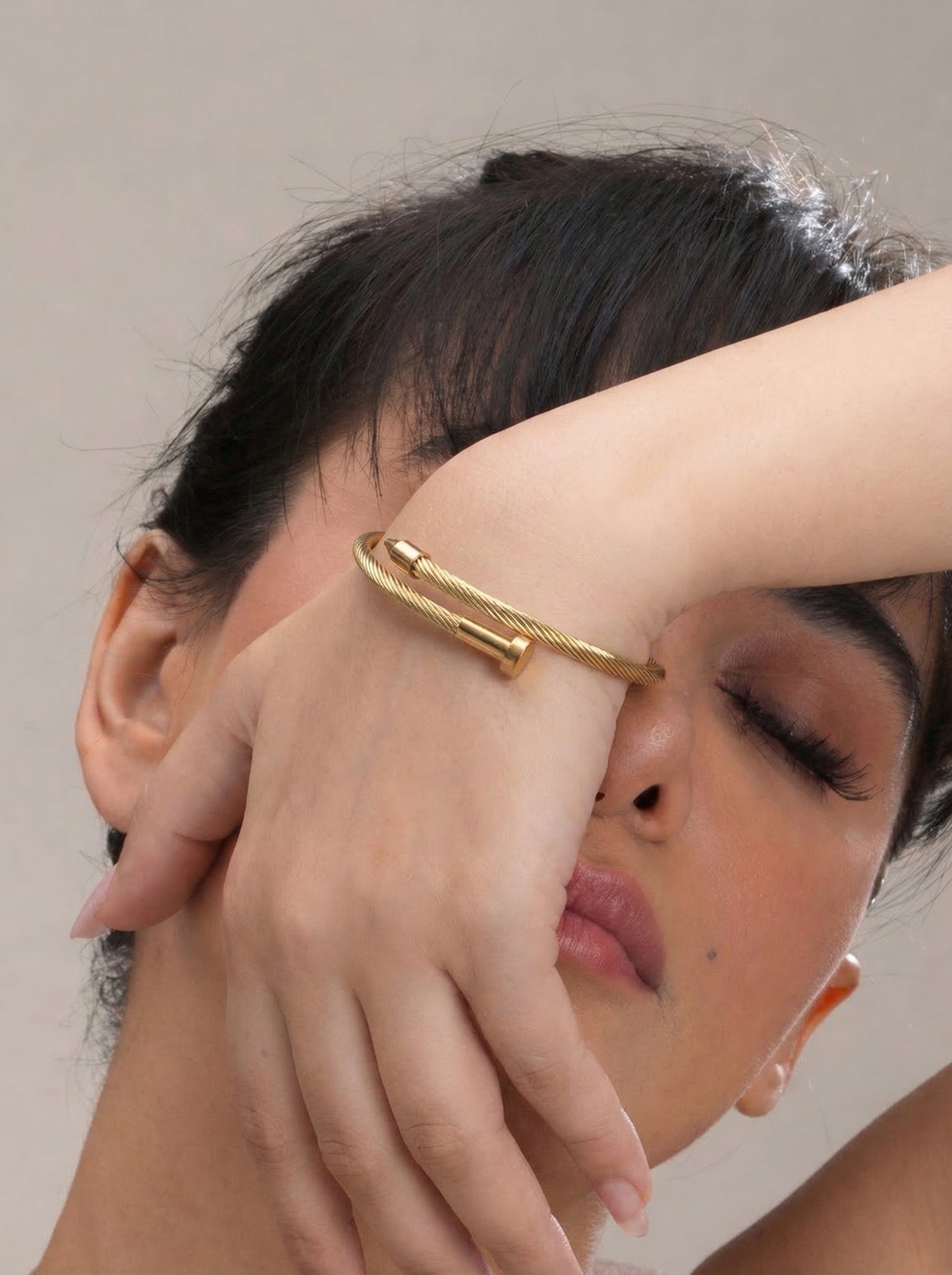 Golden Twisted Cable Nail Kada