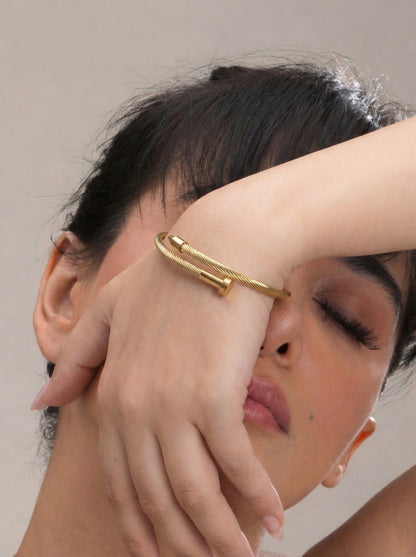 Golden Twisted Cable Nail Kada