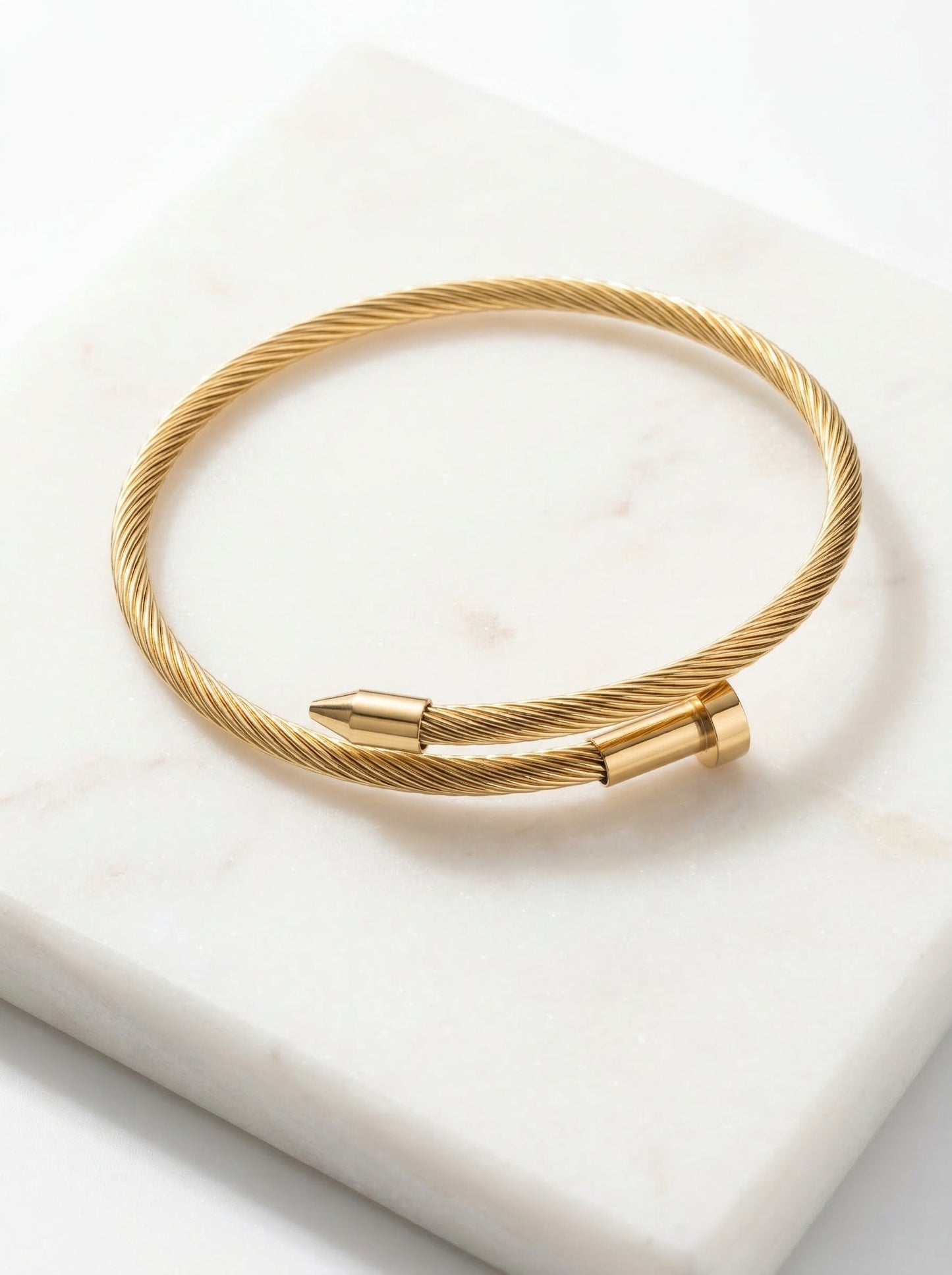 Golden Twisted Cable Nail Kada