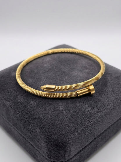 Golden Twisted Cable Nail Kada