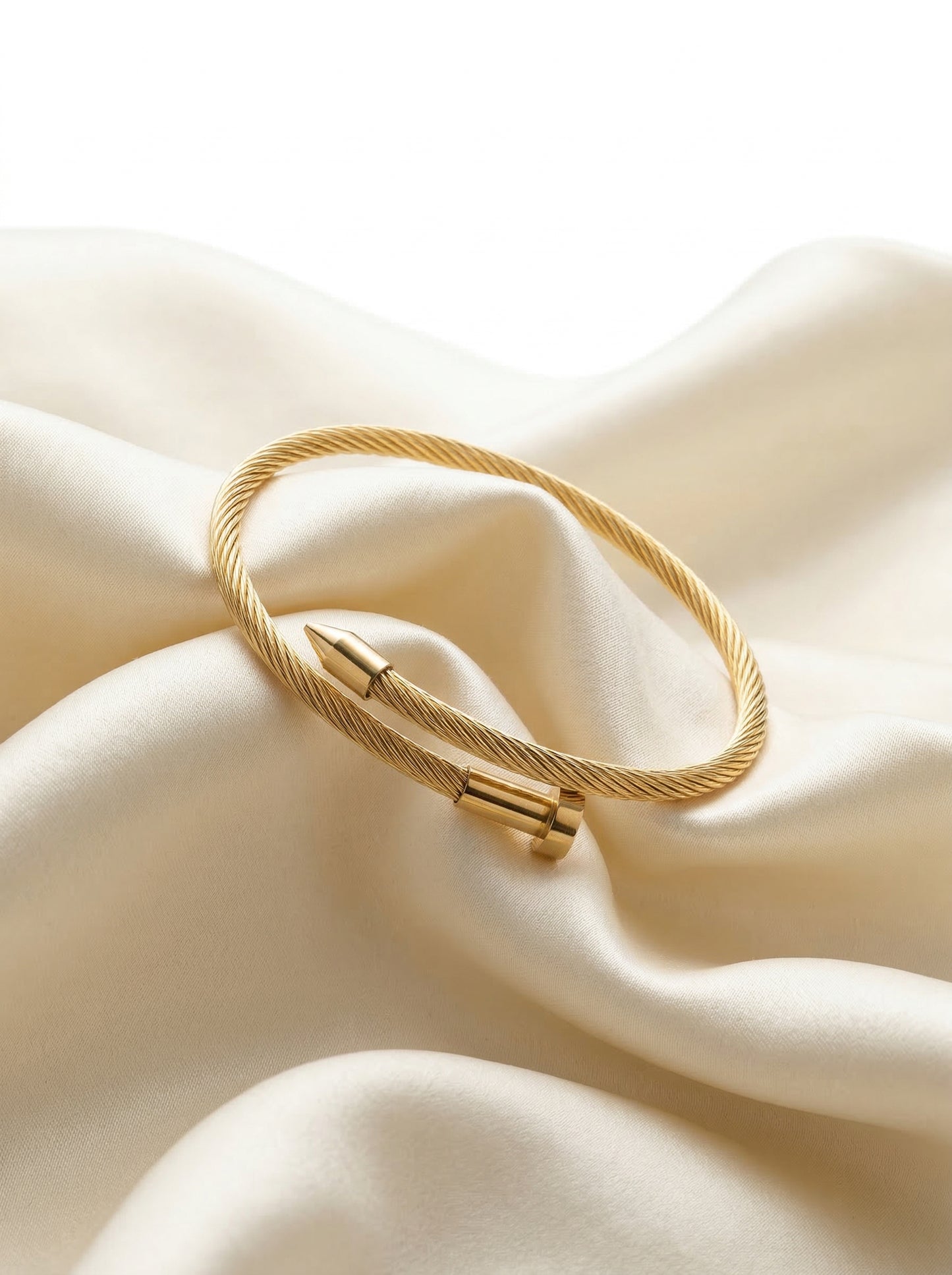 Golden Twisted Cable Nail Kada