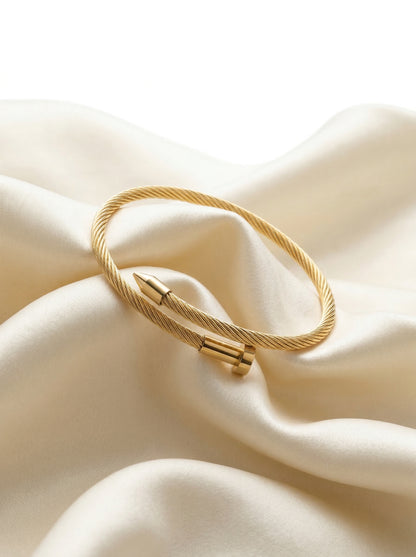 Golden Twisted Cable Nail Kada