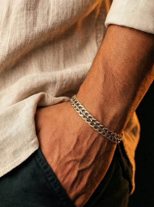 Titan Weave Dual Tone Bracelet
