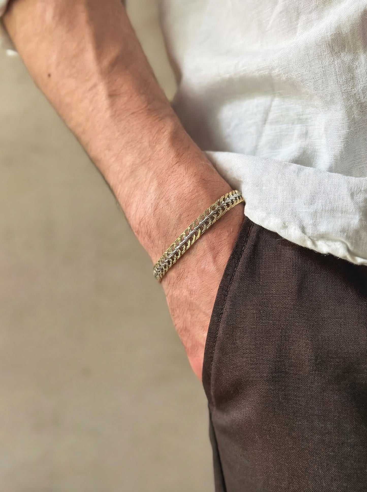 Titan Weave Dual Tone Bracelet