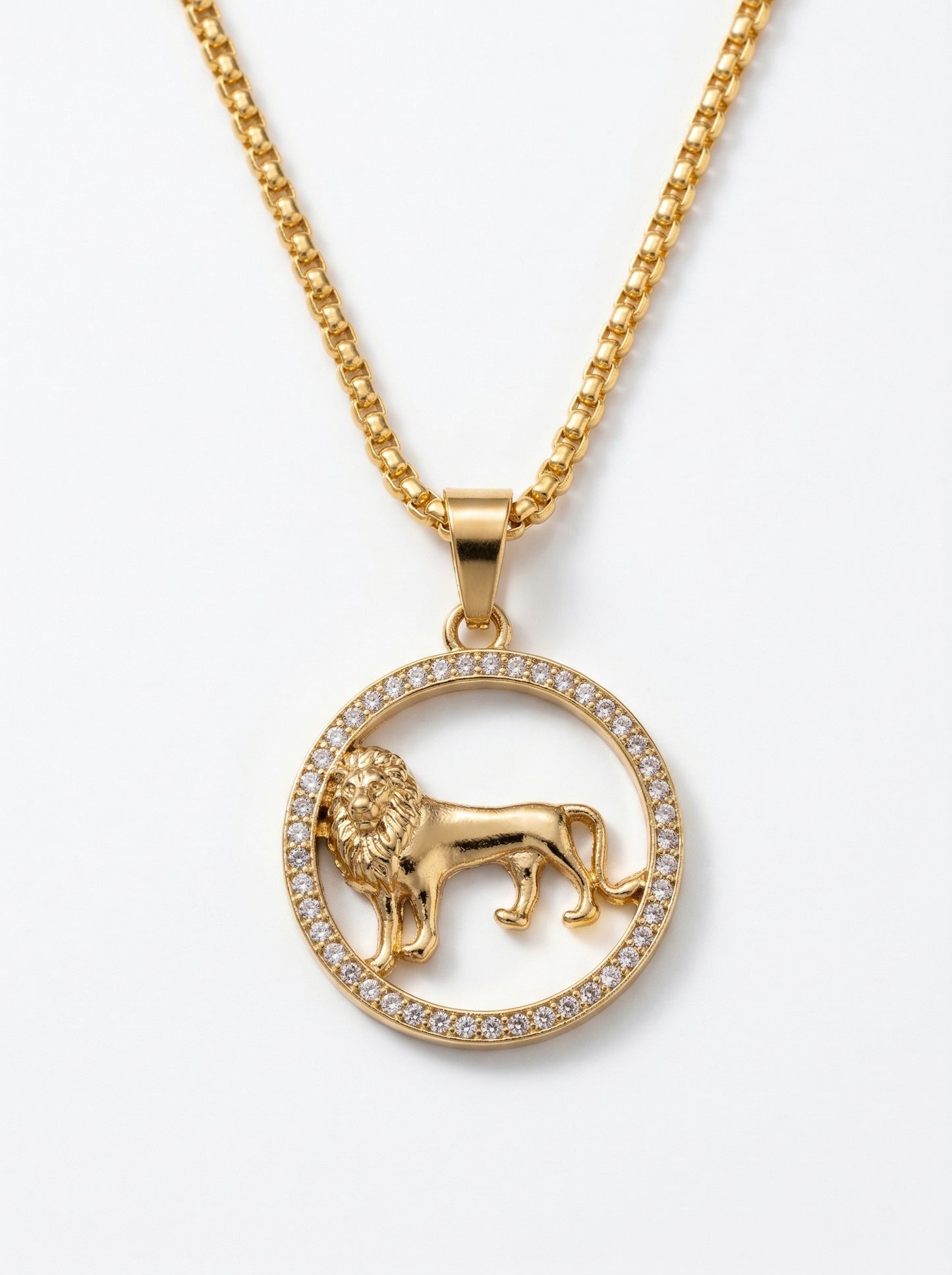 Golden Lion Emblem Pendant Chain