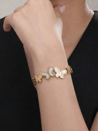 Golden Butterfly Pearl Inlay Bracelet Kada
