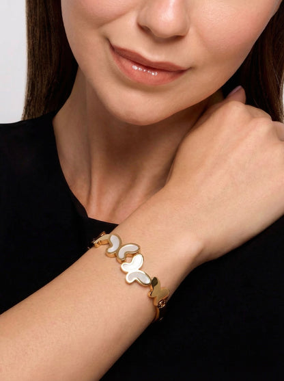 Golden Butterfly Pearl Inlay Bracelet Kada