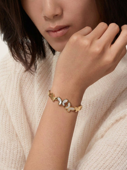 Golden Butterfly Pearl Inlay Bracelet Kada