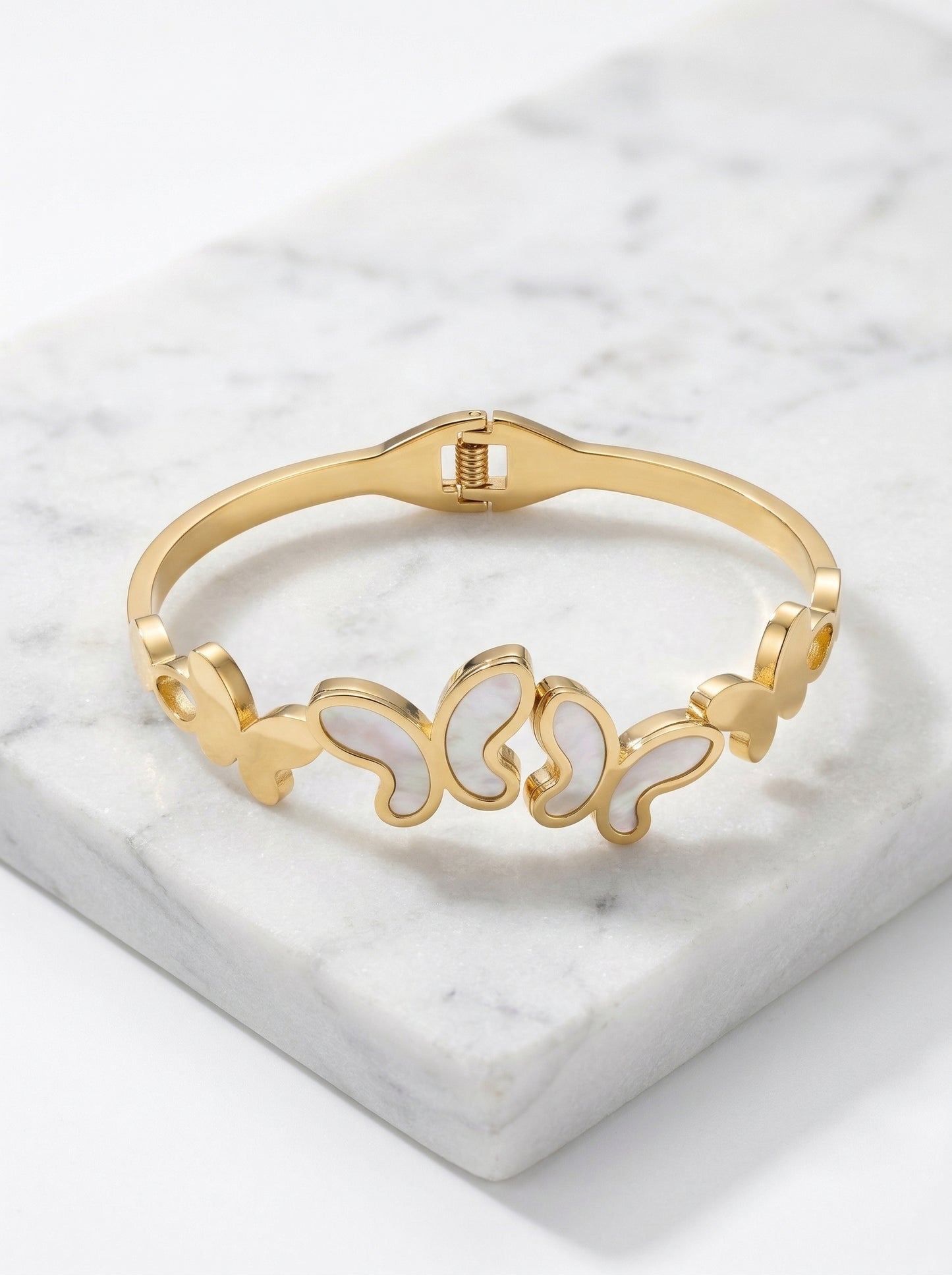 Golden Butterfly Pearl Inlay Bracelet Kada