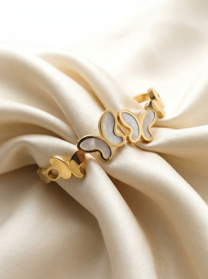 Golden Butterfly Pearl Inlay Bracelet Kada