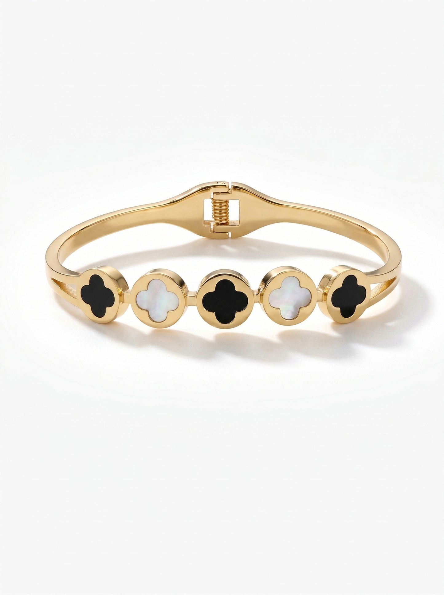 Black & White Clover Charm Bracelet Kada