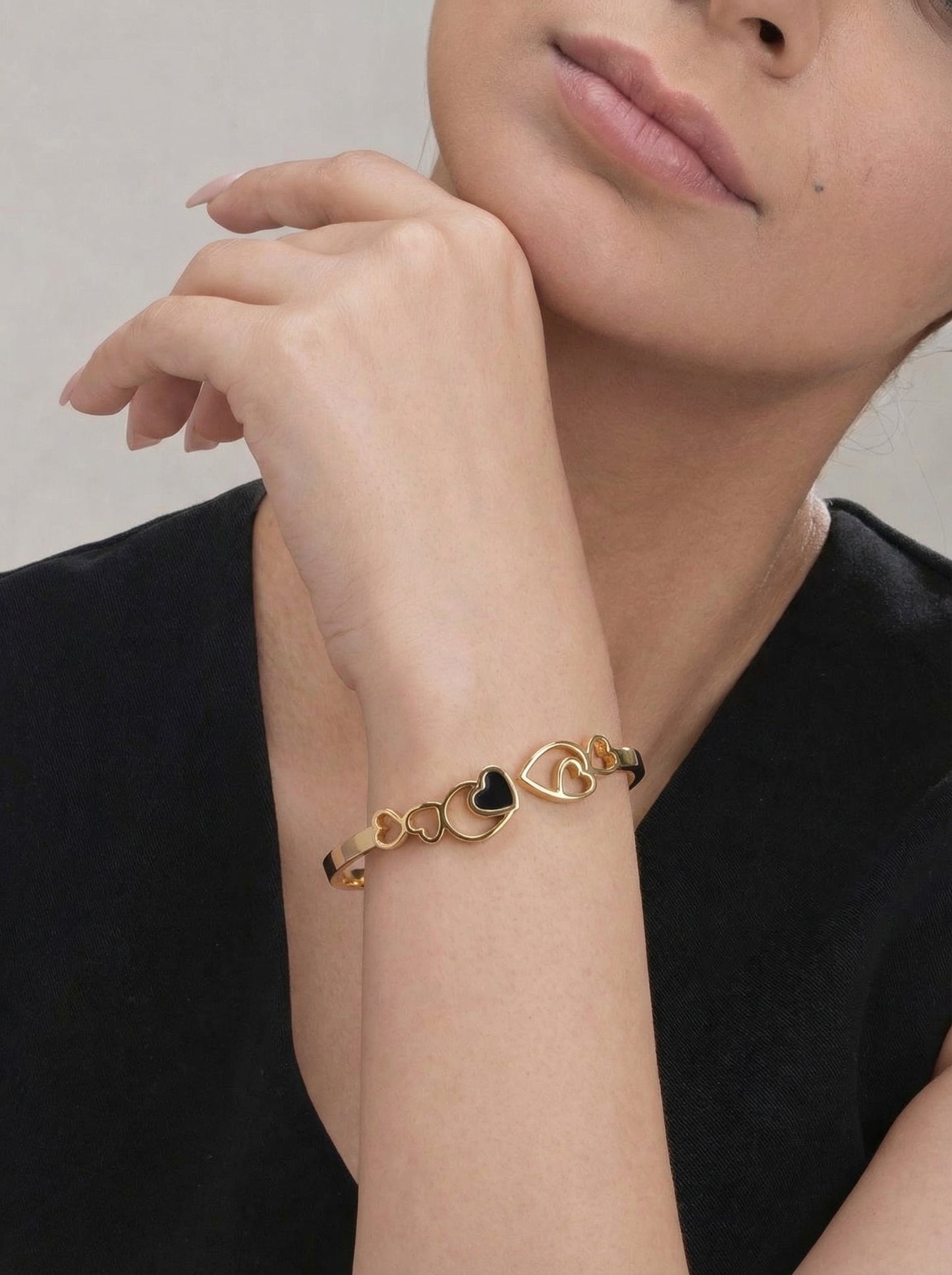 Golden Heart Charm Bracelet Kada