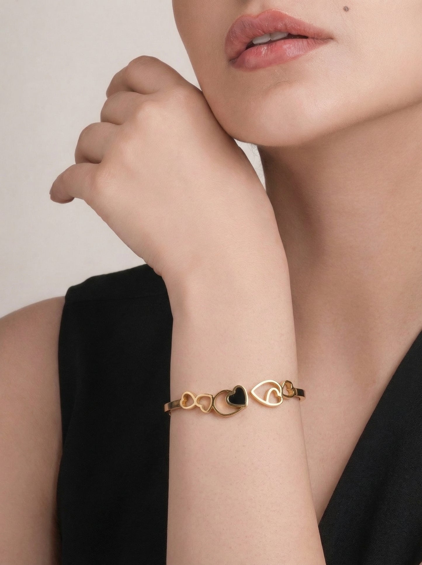 Golden Heart Charm Bracelet Kada