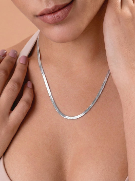 Silver Flat Snake Chain Necklace
