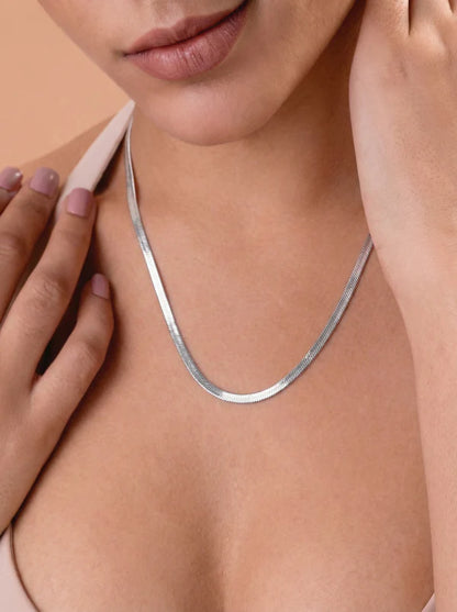 Silver Snake Chain Necklace & Bracelet Combo