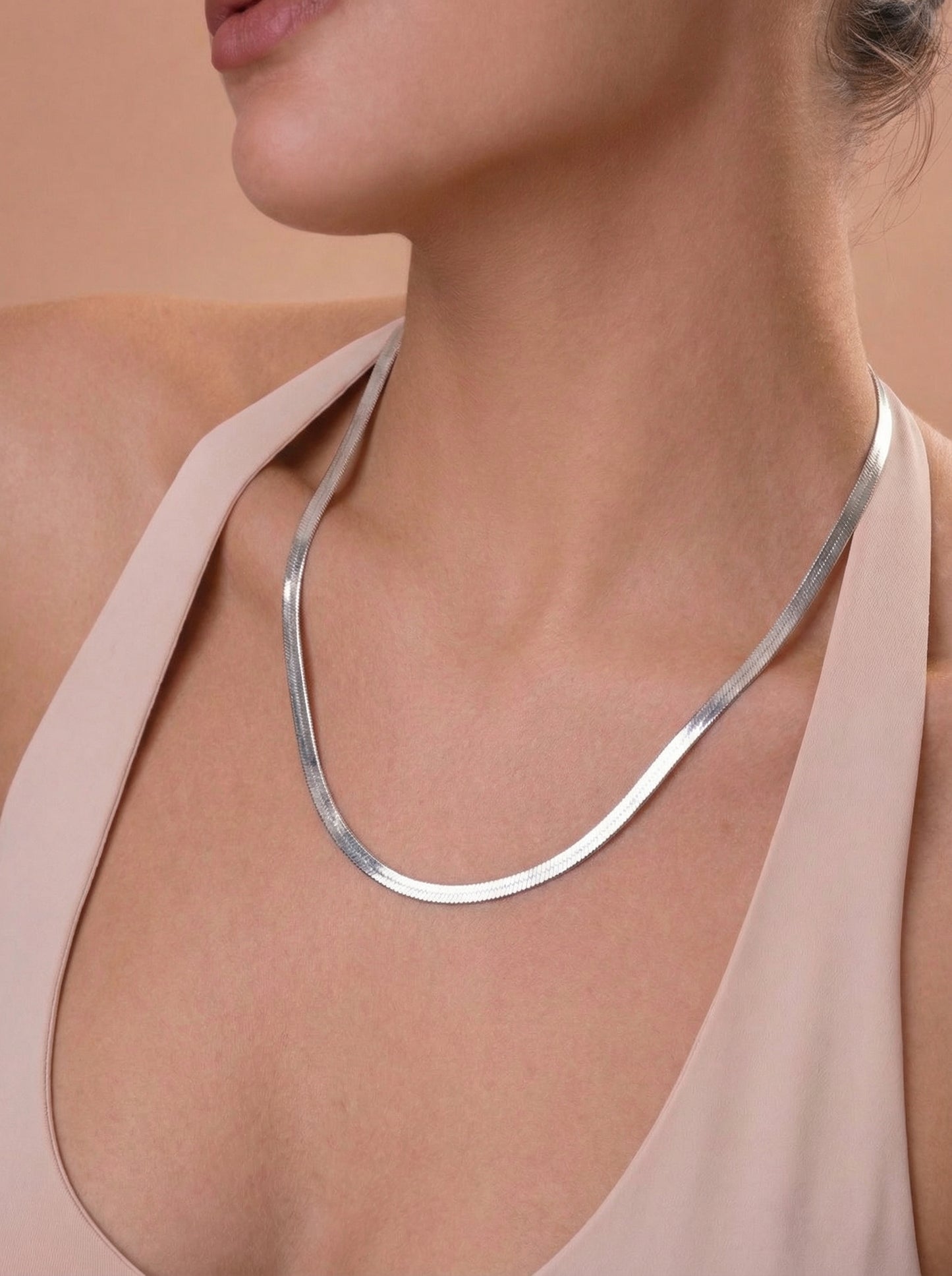 Silver Flat Snake Chain Necklace