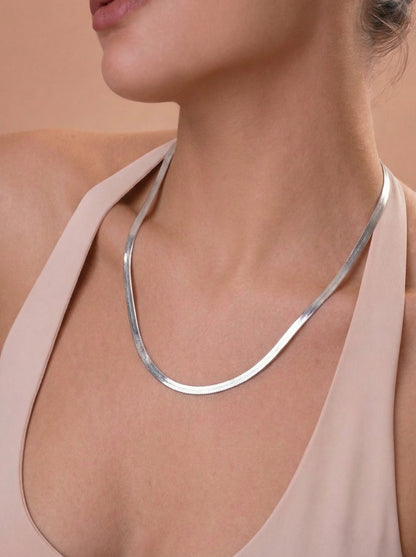 Silver Flat Snake Chain Necklace